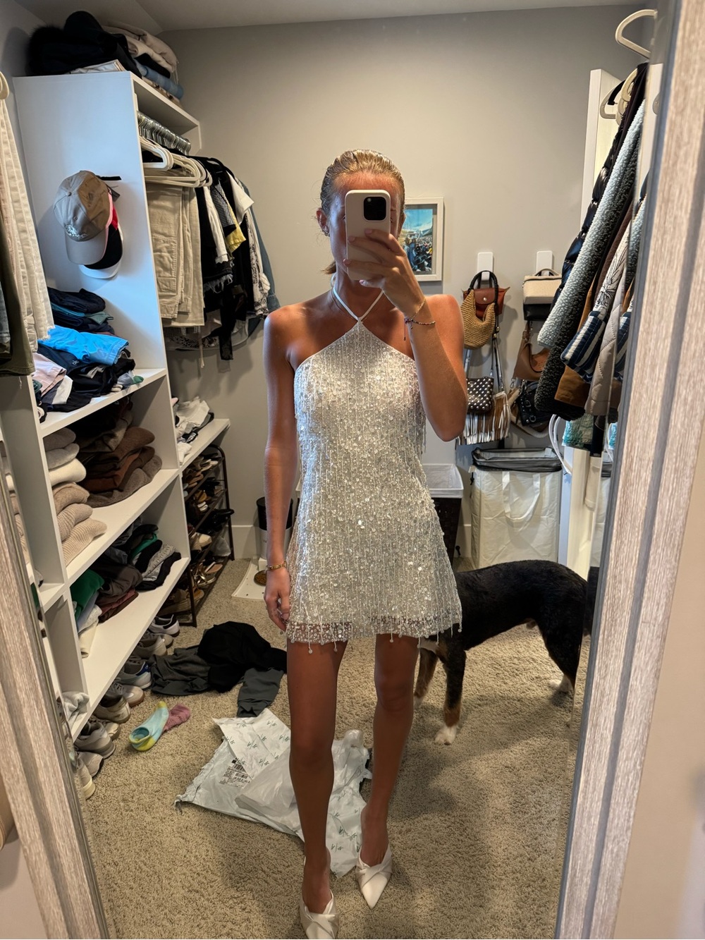 Asta Resort Rossana Hand Beaded Mini Dress - Salt Sequin